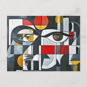 Geometric Abstract Face Composition Postcard