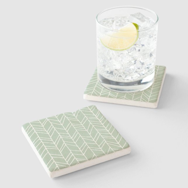 Geometric Abstract Figure Diagonal Vertical Lines Stone Coaster (Side)