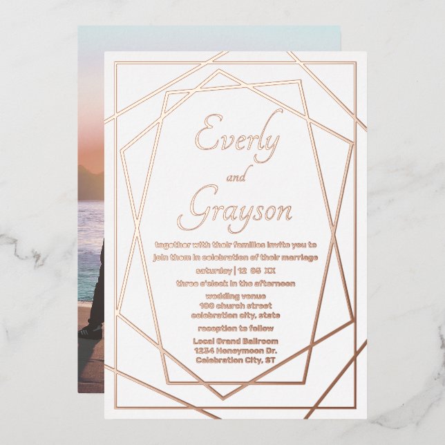 Geometric Abstract Frame Rose Gold Wedding      Fo (Front/Back)