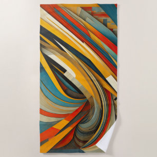 Geometric Abstract Futurism Beach Towel
