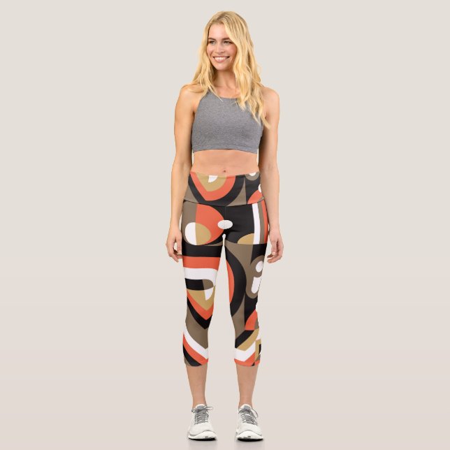 Geometric Abstract: Futuristic Artwork Design. Capri Leggings (Front)