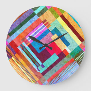 Geometric abstract, graphic colour background. large clock