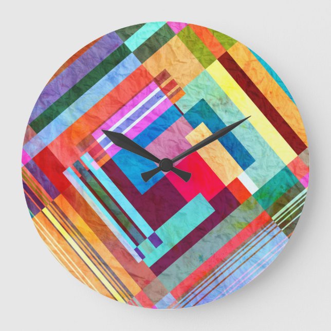 Geometric abstract, graphic colour background. large clock (Front)