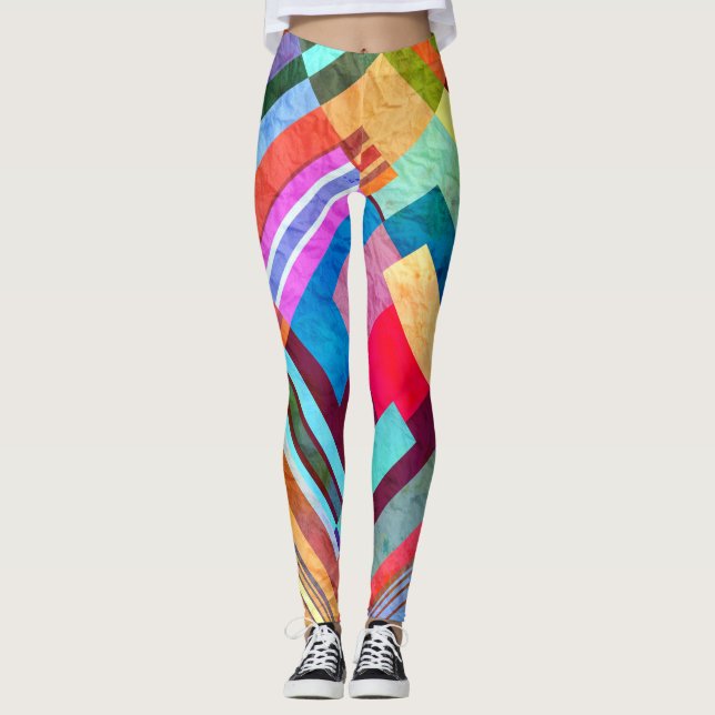 Geometric abstract, graphic colour background. leggings (Front)
