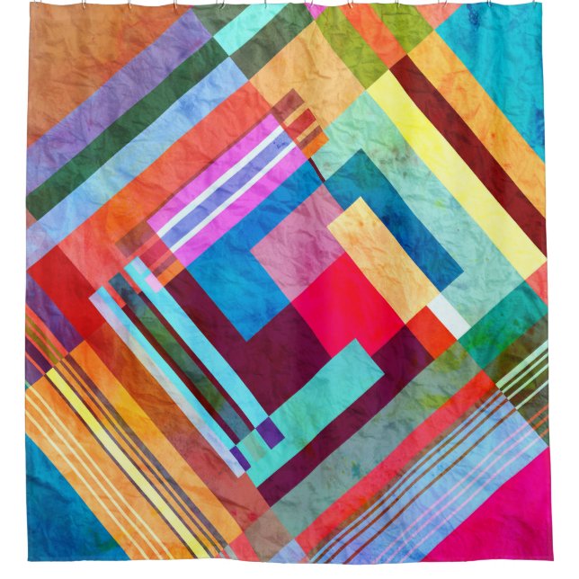 Geometric abstract, graphic colour background. shower curtain (Front)