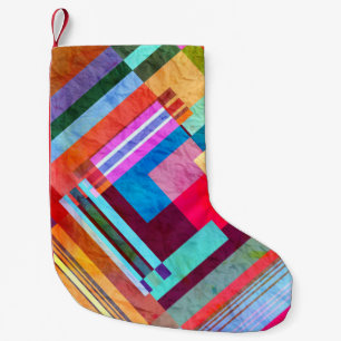 Geometric abstract, graphic colour background. small christmas stocking