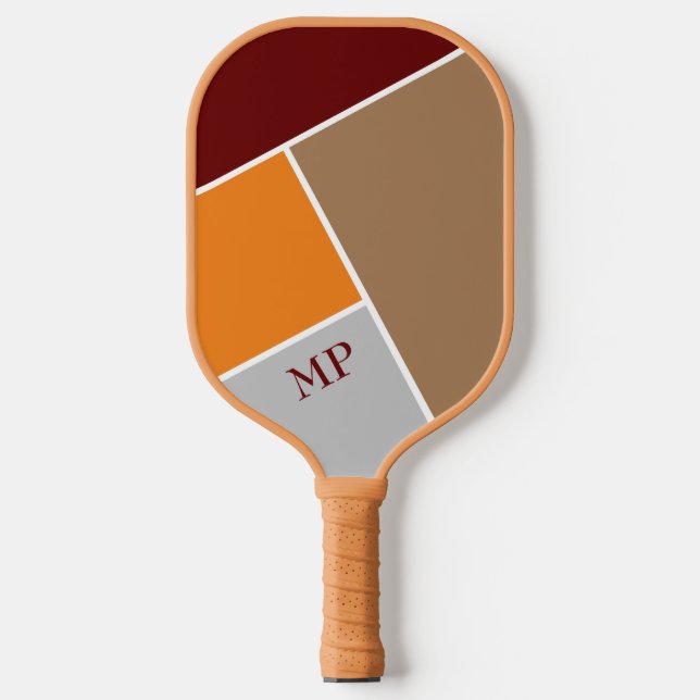 Geometric Abstract in Retro Colours with Initials Pickleball Paddle (Front)