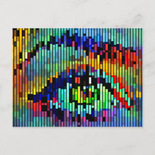 Geometric Abstract Lines womans eye Original Art Postcard