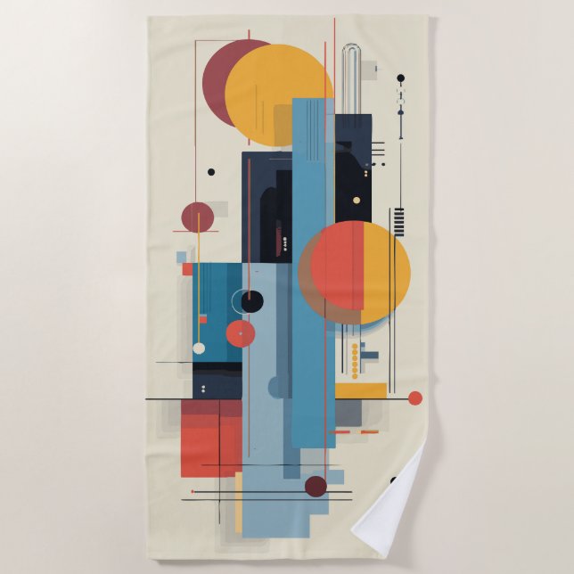 Geometric Abstract Modern Art Composition Beach Towel (Front)
