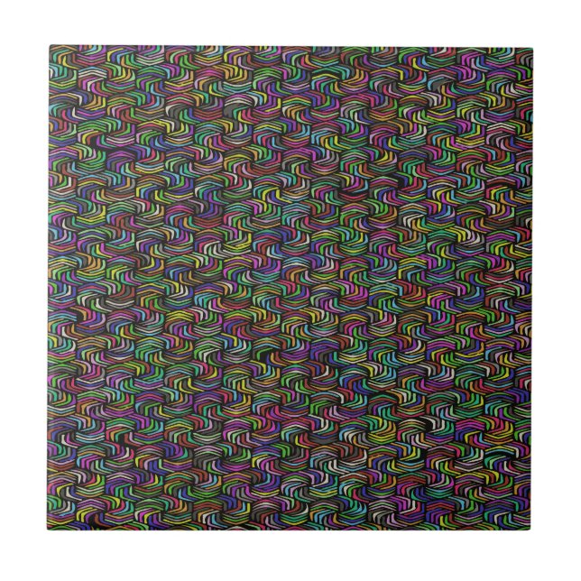 Geometric Abstract Mosaic Art Ceramic Tile (Front)
