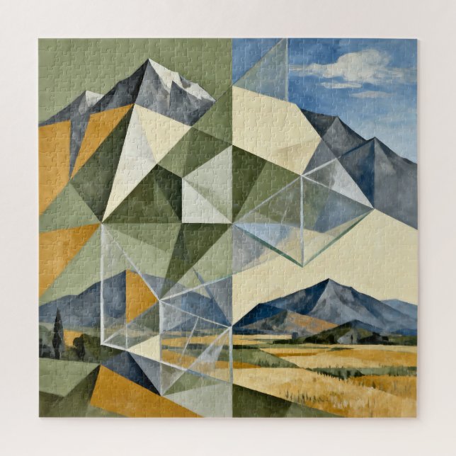 Geometric Abstract Mountain Landscape Jigsaw Puzzle (Vertical)