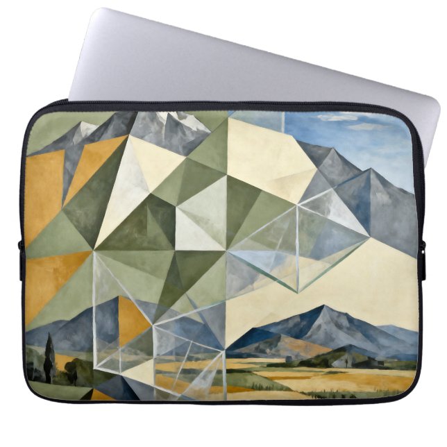 Geometric Abstract Mountain Landscape Laptop Sleeve (Front)