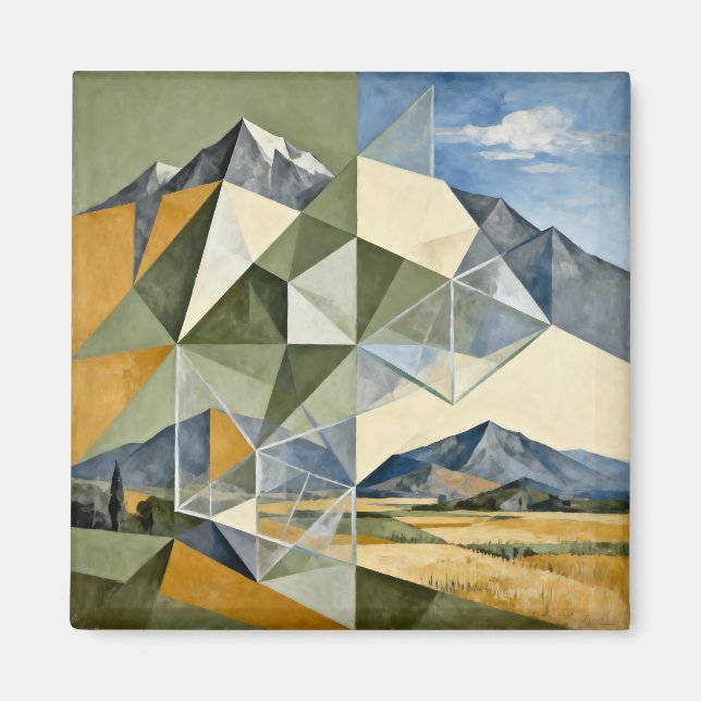 Geometric Abstract Mountain Landscape Magnet (Front)