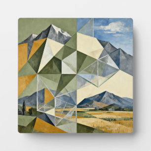 Geometric Abstract Mountain Landscape Plaque