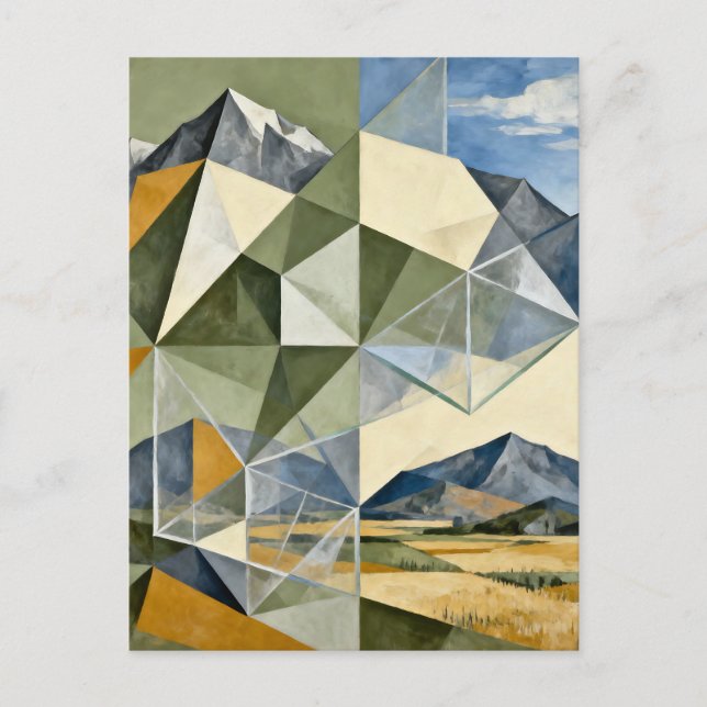 Geometric Abstract Mountain Landscape Postcard (Front)