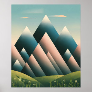 Geometric Abstract Mountain Modern Pastel Minimal Poster