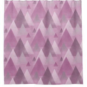 Geometric Abstract Mountains, Pink, Grey Shower Curtain
