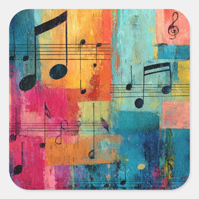 Geometric Abstract Music, Square Sticker (Front)
