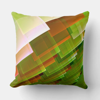 Geometric abstract orange green pattern cushion