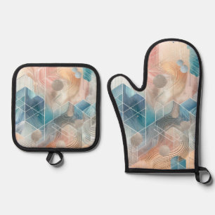 Geometric Abstract Oven Mitt & Pot Holder Set