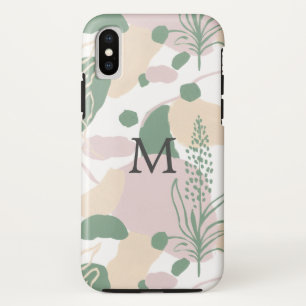 Geometric Abstract Pastel Botanicals Monogram iPhone X Case