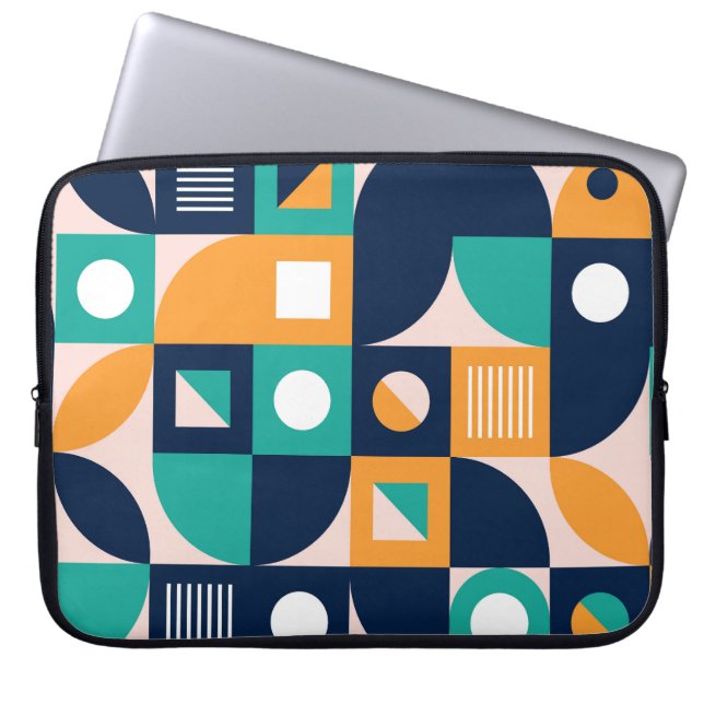 Geometric abstract pattern: colourful, modern desi laptop sleeve (Front)