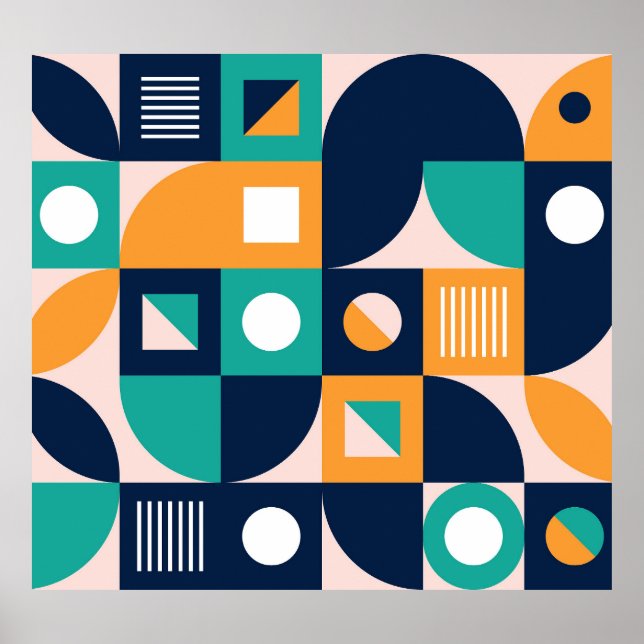 Geometric abstract pattern: colourful, modern desi poster (Front)
