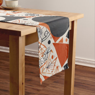 Geometric abstract pattern in coral, red & ivory 1 medium table runner