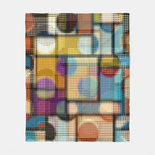 Geometric abstract pattern in low poly pixel art s fleece blanket (Front)