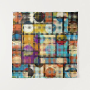 Geometric abstract pattern in low poly pixel art s tapestry