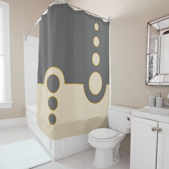 Geometric, abstract pattern, modern, circles shower curtain (In Situ)