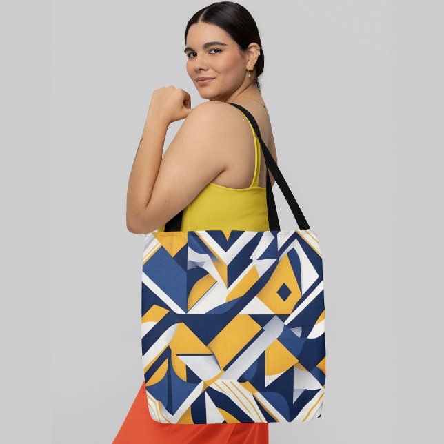 Geometric abstract pattern overlapping triangle tote bag (Creator Uploaded)