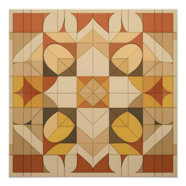 Geometric Abstract Pattern – Warm Tones Poster (Front)