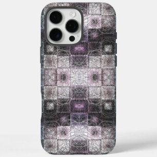 Geometric Abstract Pattern with Wireframe Cubes iPhone 16 Pro Max Case