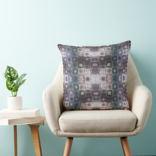 Geometric Abstract Pattern with Wireframe Cubes Cushion