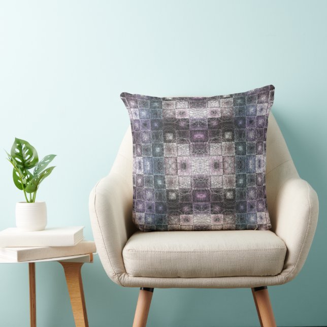 Geometric Abstract Pattern with Wireframe Cubes Cushion (Chair)