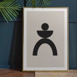 Geometric Abstract Person Modern Minimalist Poster<br><div class="desc">A minimalist modern abstract person silhouette poster with a scandinavian 'scandi' geometric design in black on a warm natural soft taupe grey background. The perfect accessory for a minimal contemporary home.</div>