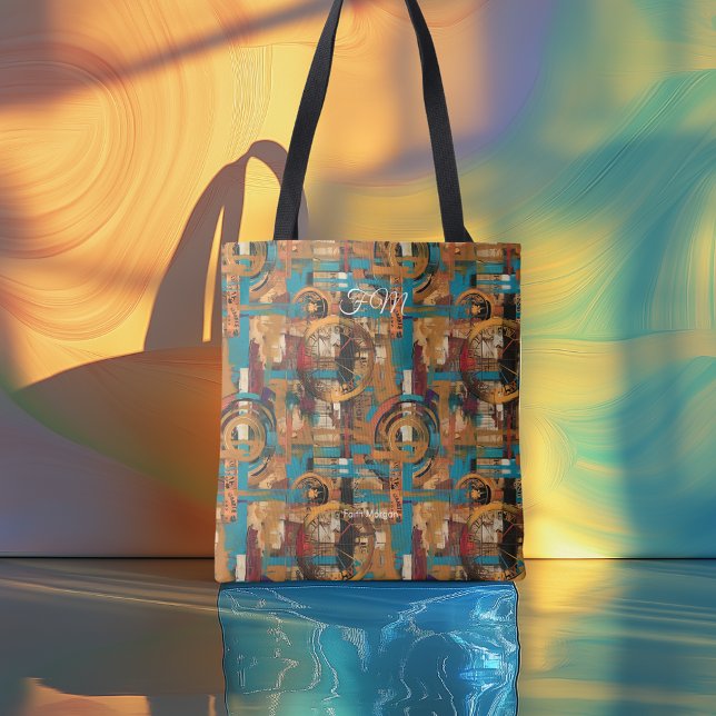 Geometric Abstract Personalised Tote Bag with Init (Creator Uploaded)