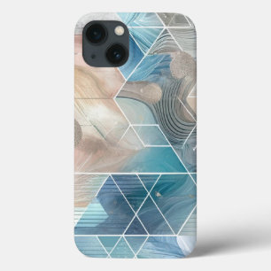 Geometric Abstract Phone Case – Blue & Neutral Des