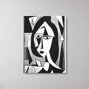 Geometric Abstract Portrait of Woman Canvas Print
