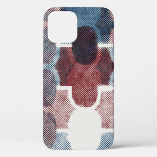Geometric Abstract Red Blue Pattern iPhone 12 Case