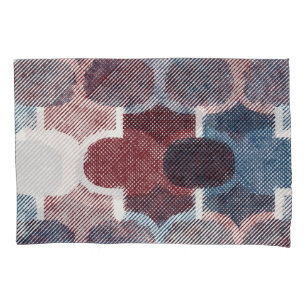 Geometric Abstract Red Blue Pattern Pillowcase