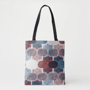 Geometric Abstract Red Blue Pattern Tote Bag