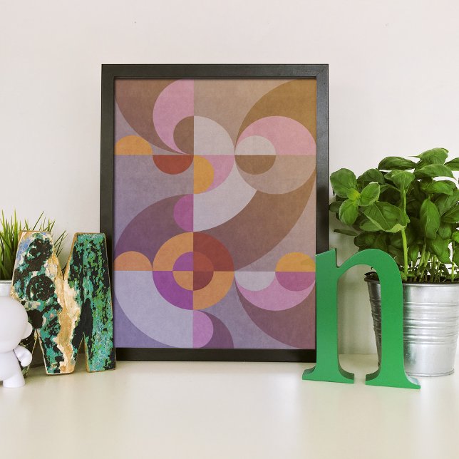 Geometric abstract retro circles in warm colours poster (Creator Uploaded)