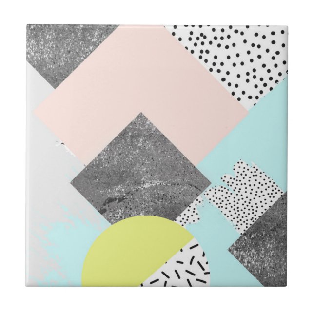 Geometric Abstract Scandi Design Ceramic Tile (Front)