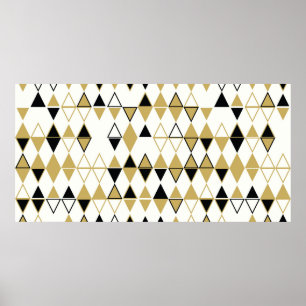 Geometric abstract seamless pattern of coloured sh poster