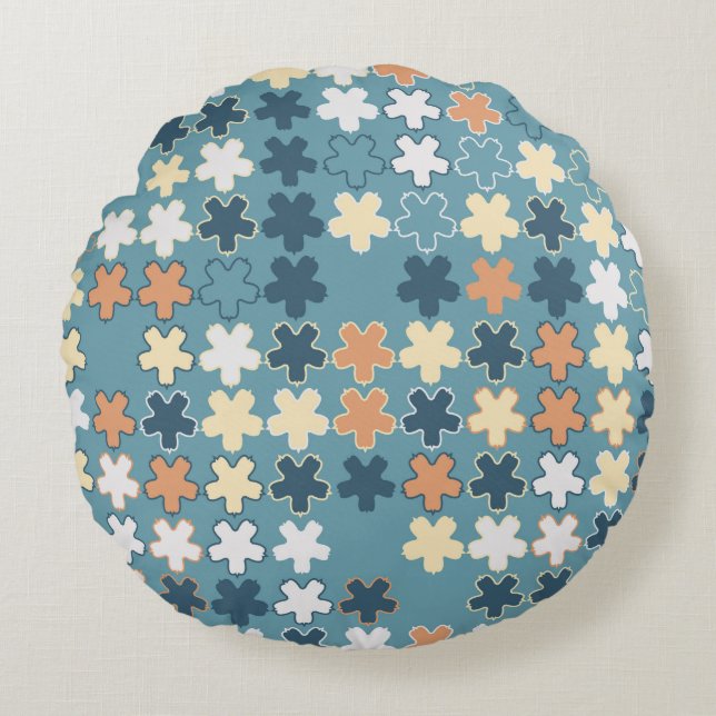 Geometric abstract seamless pattern of coloured sh round cushion (Front)