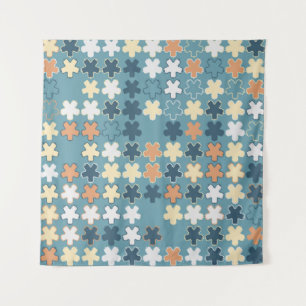 Geometric abstract seamless pattern of coloured sh tapestry