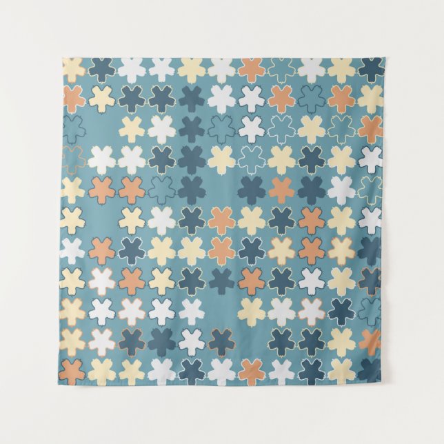 Geometric abstract seamless pattern of coloured sh tapestry (Front)