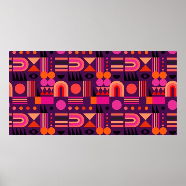 Geometric abstract seamless pattern with shapes of poster (Front)